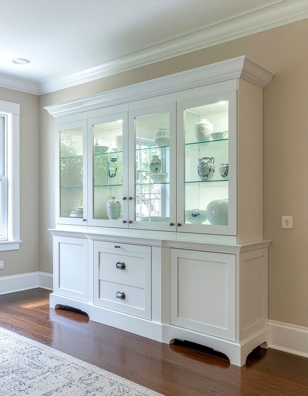 Glass door display tv console - 30 living room tv console ideas