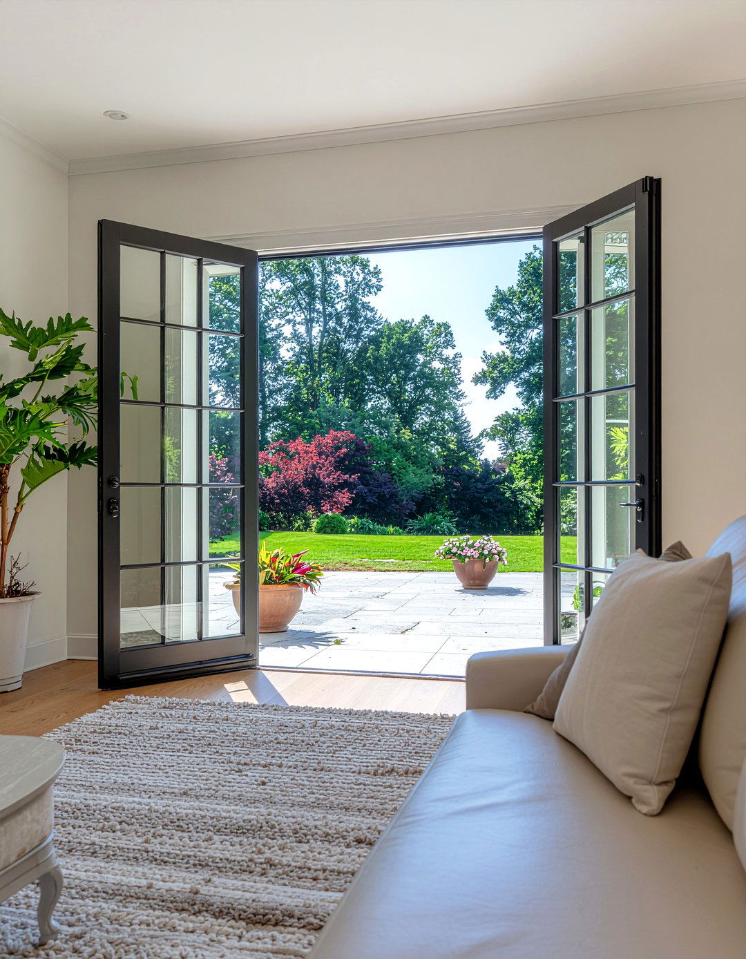 Glass door living room - 30 living room natural light ideas