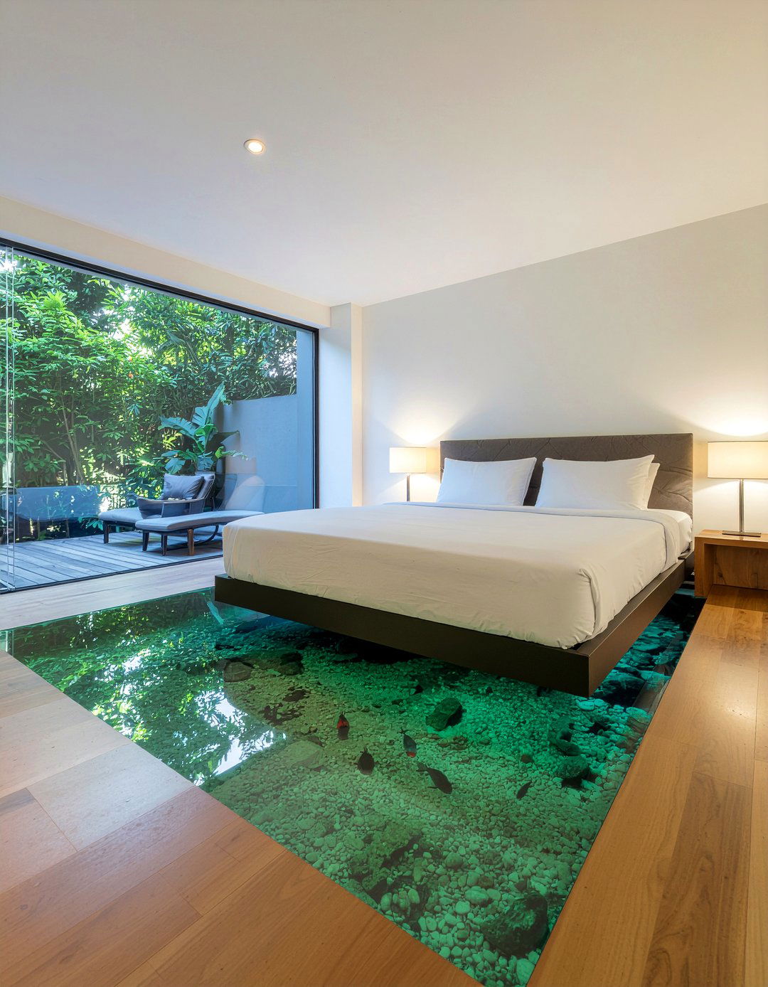 Glass floor bedroom - 30 underwater bedroom ideas