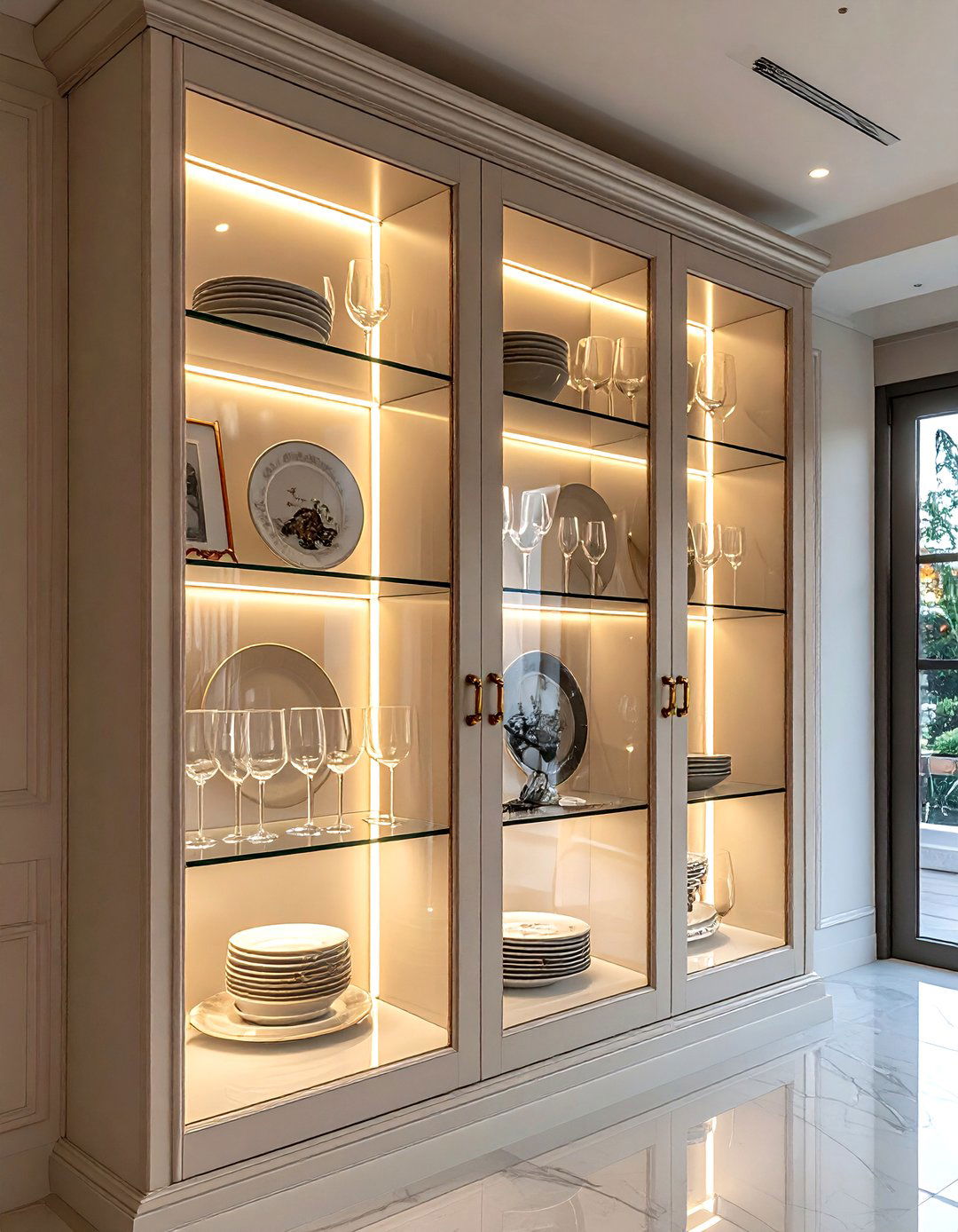 Glass front alcove cabinets - 30 dining room alcove storage ideas