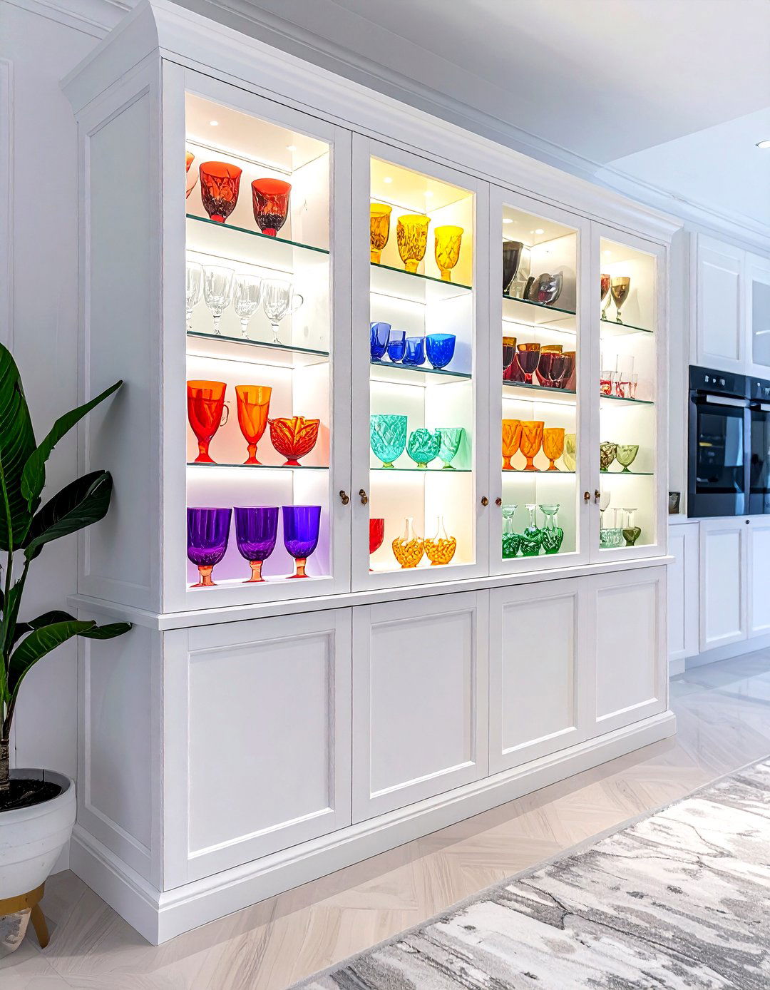 Glass front cabinet - 30 kitchen cabinet storage ideas