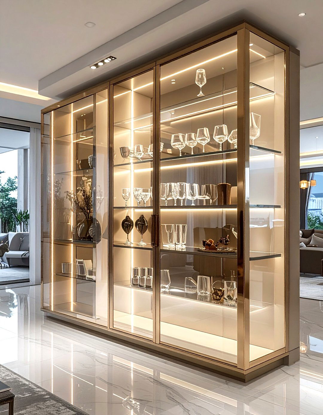 Glass front cabinet - 30 living room built-in shelves