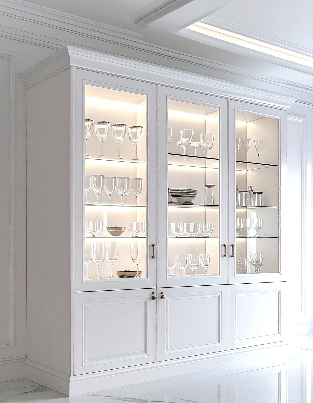 Glass front cabinet light - 30 kitchen ambient lighting ideas