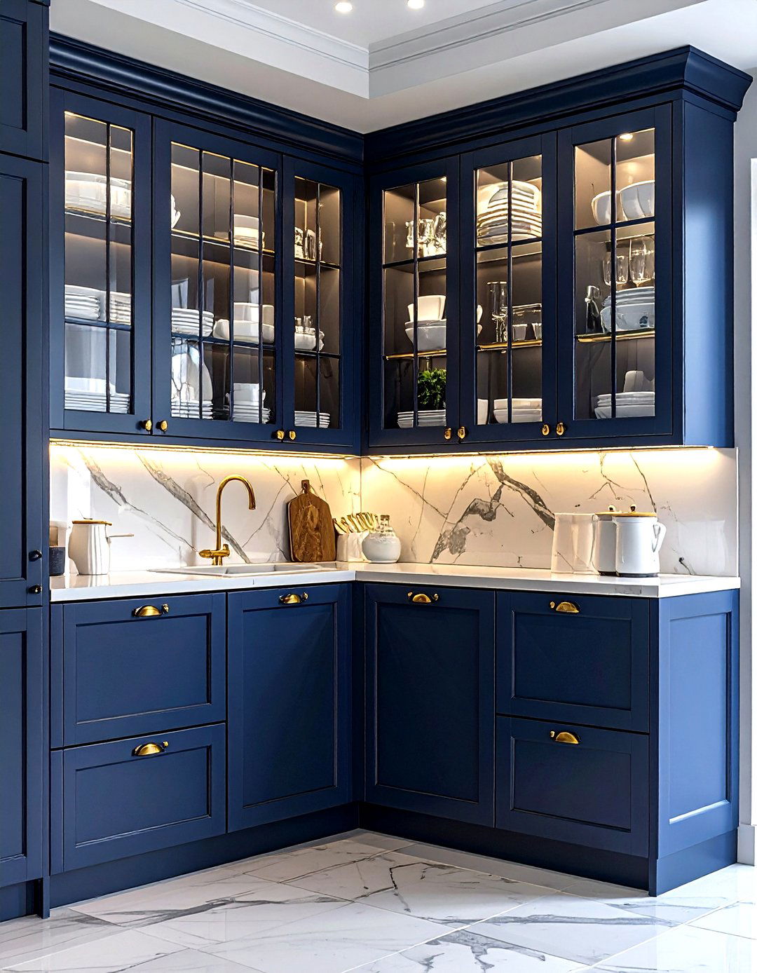 Glass front cabinet light - 30 kitchen accent lighting ideas