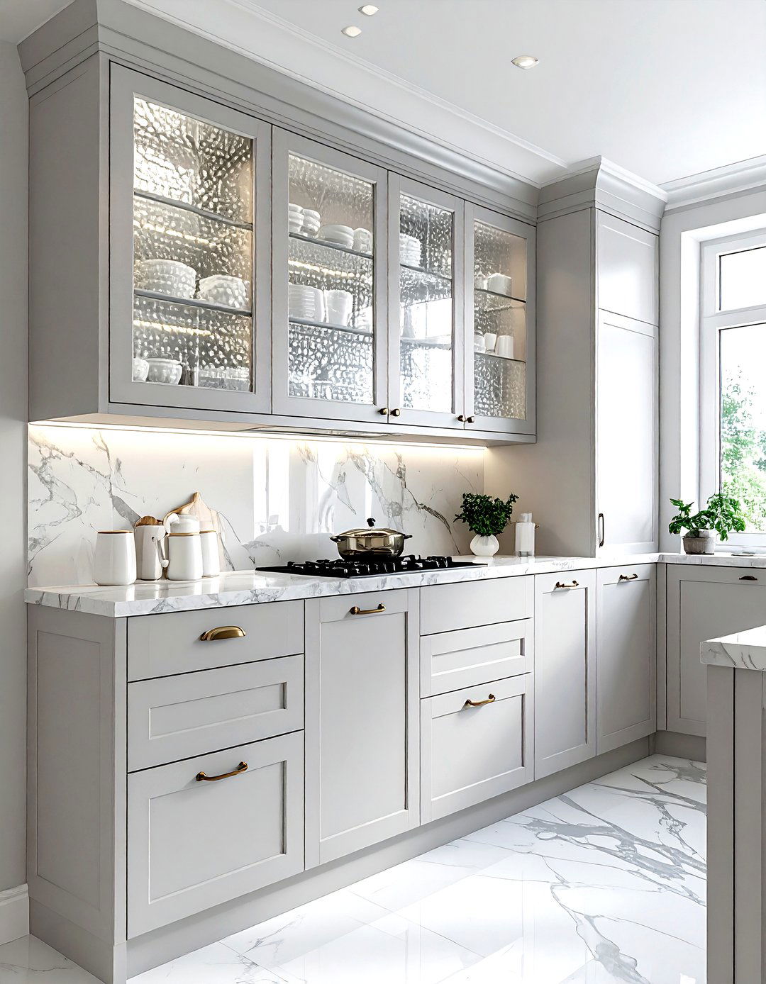 Glass front cabinets - 30 French cottage kitchen ideas