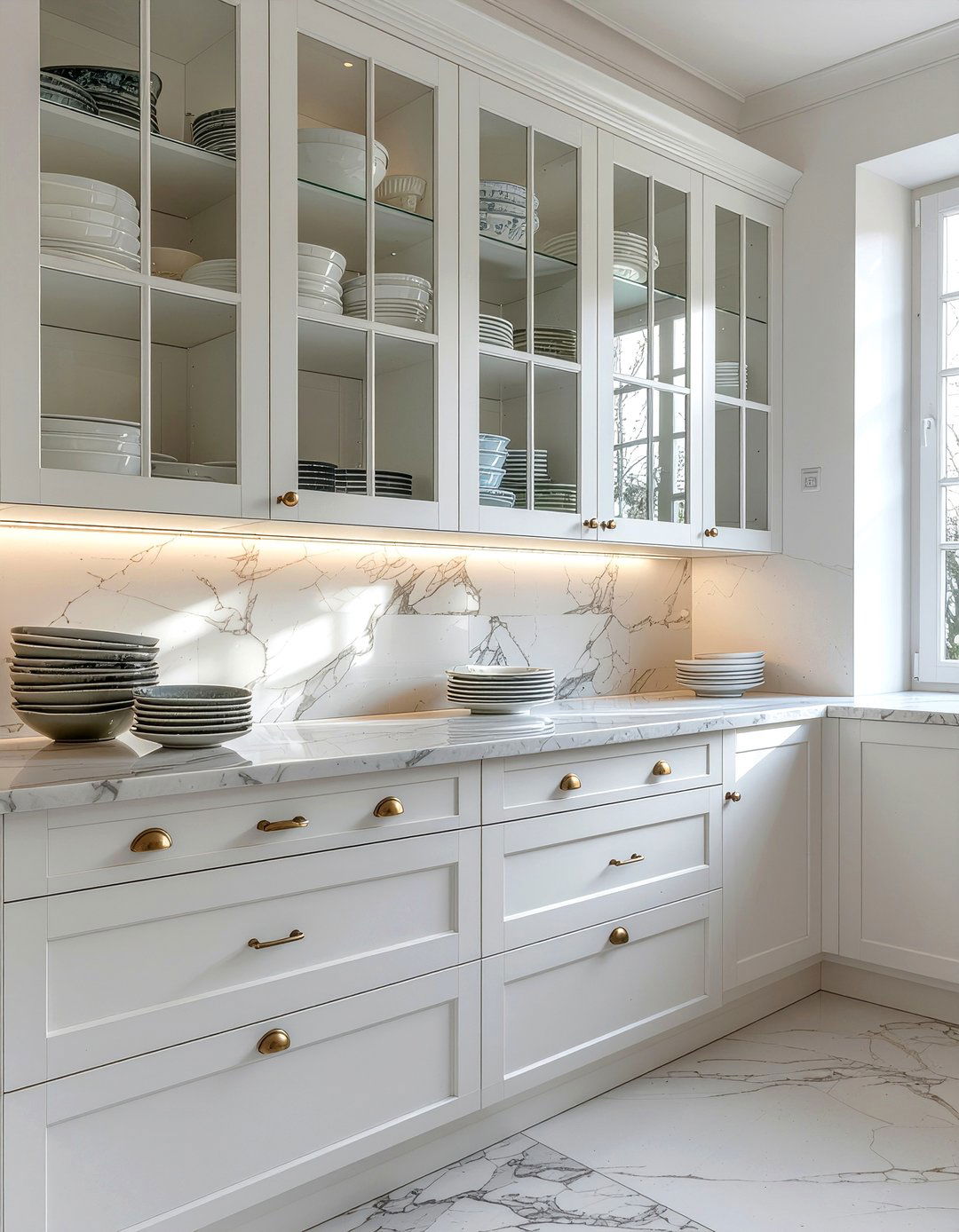 Glass front cabinets - 30 Parisian kitchen ideas