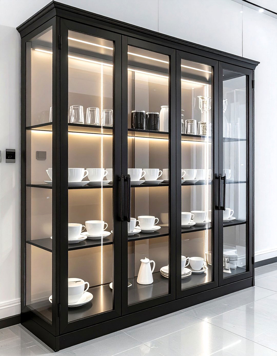 Glass front coffee cabinet - 30 coffee bar kitchen ideas