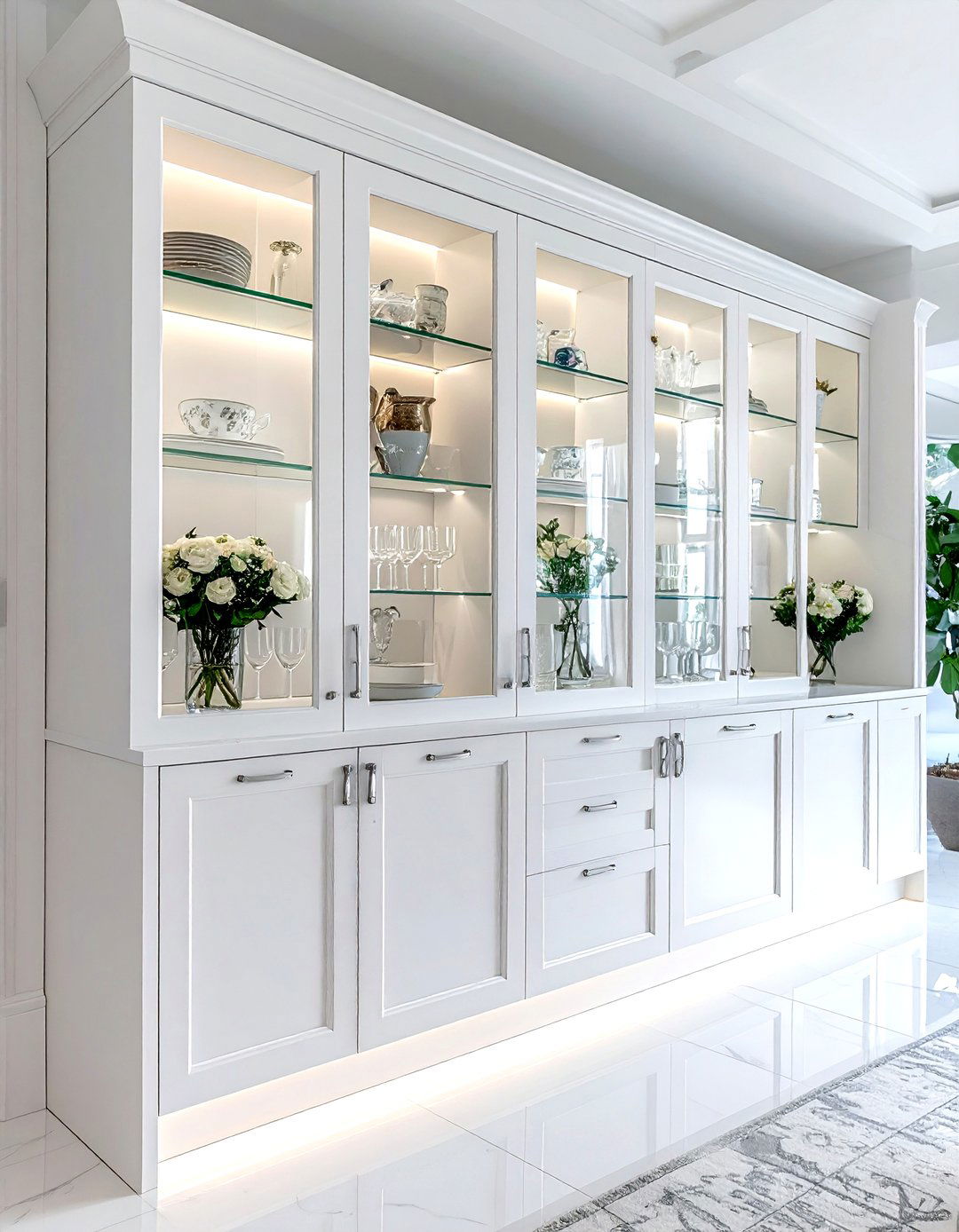 Glass front dining room cabinets - 30 dining room overhead storage ideas