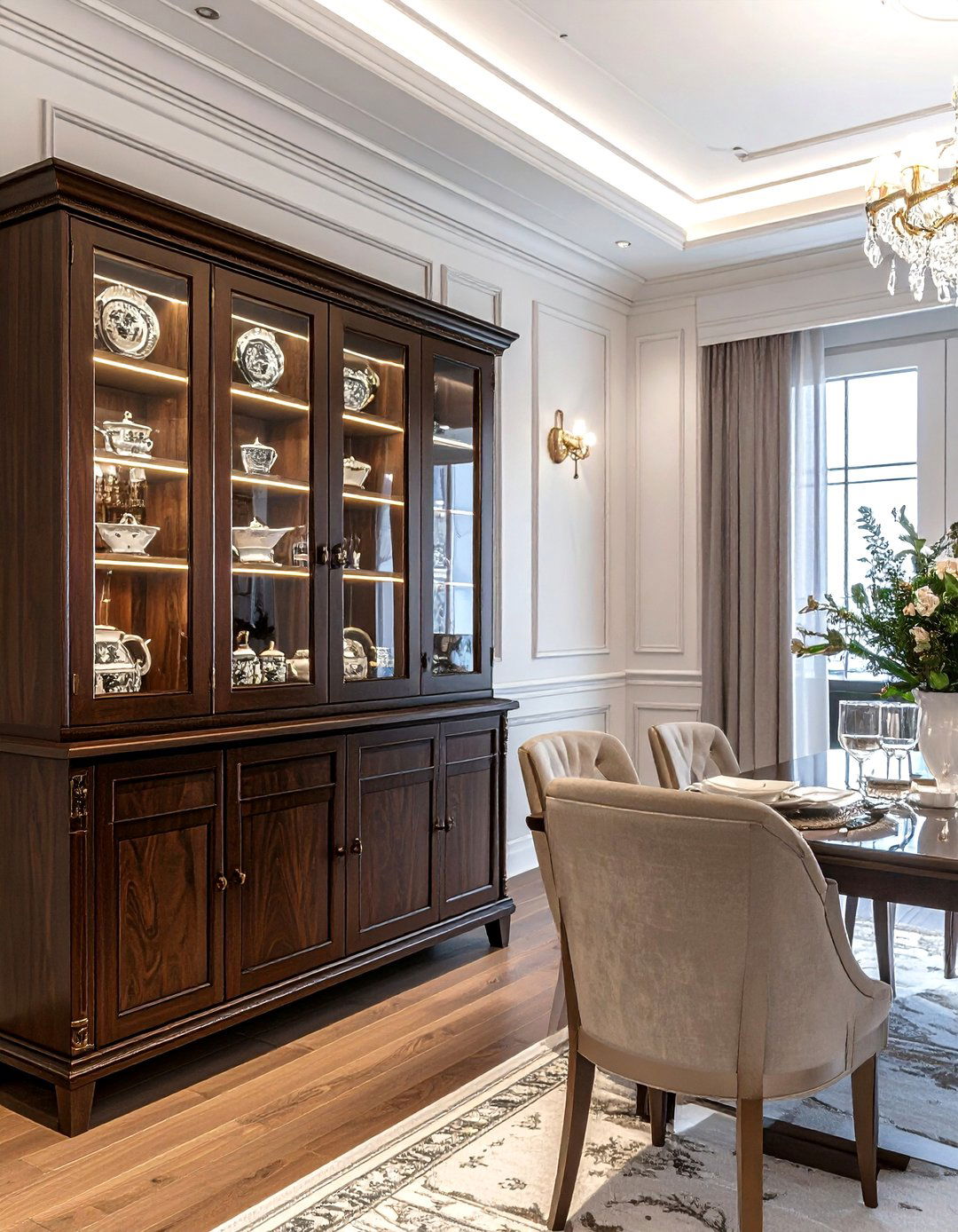 Glass front hutch - 30 dining room clever storage ideas