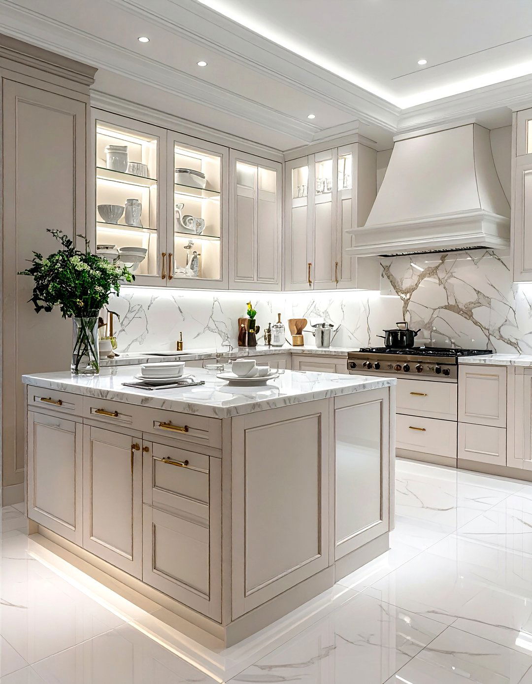 Glass front kitchen cabinet - 30 polished kitchen ideas