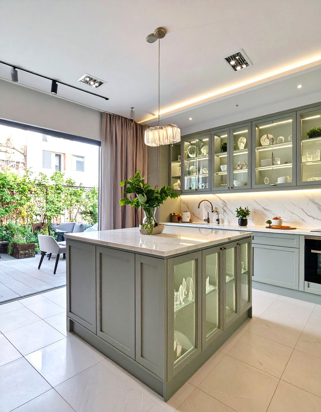 Glass front kitchen cabinets - 30 townhouse kitchen ideas