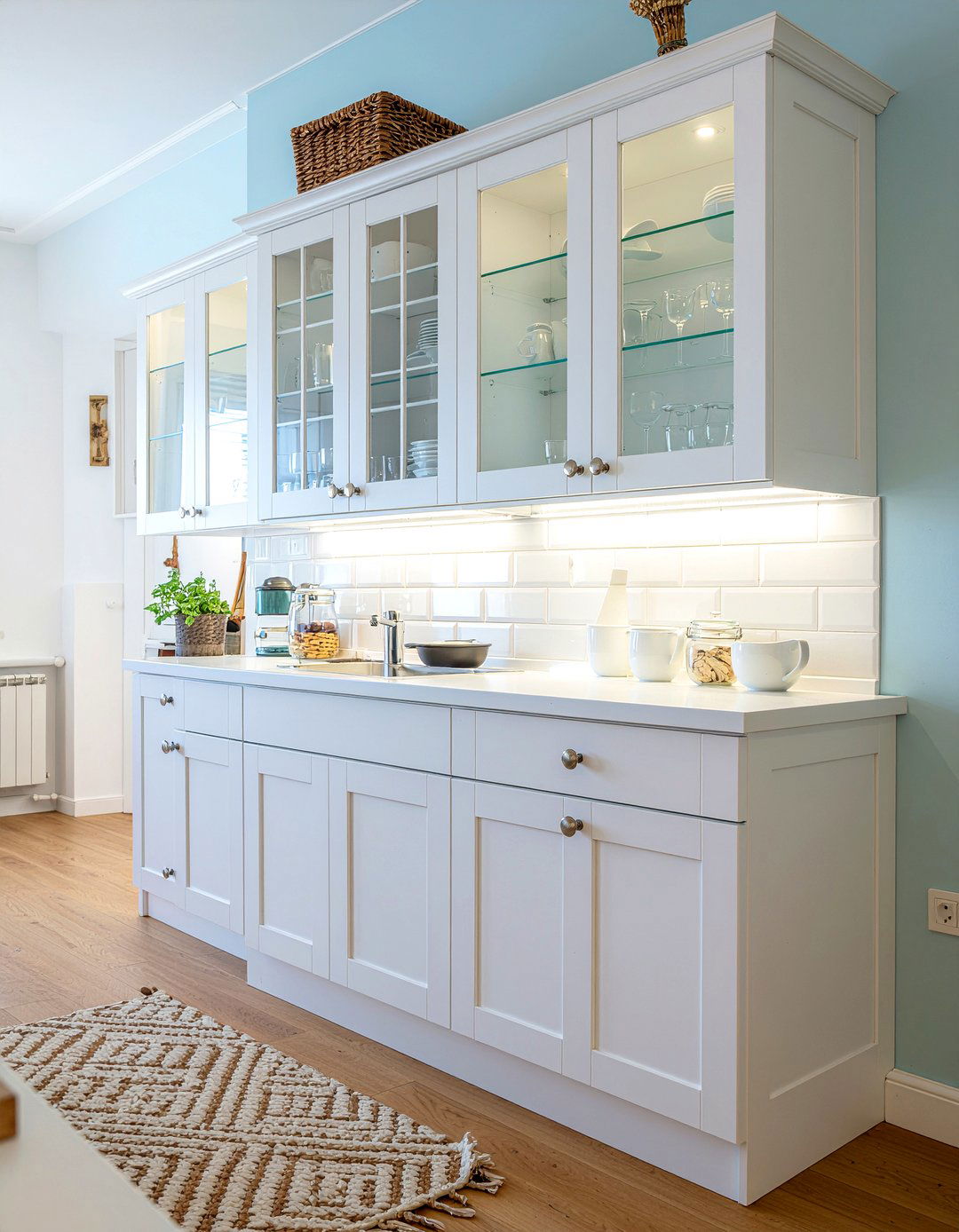 Glass front kitchen cabinets - 30 beach kitchen ideas