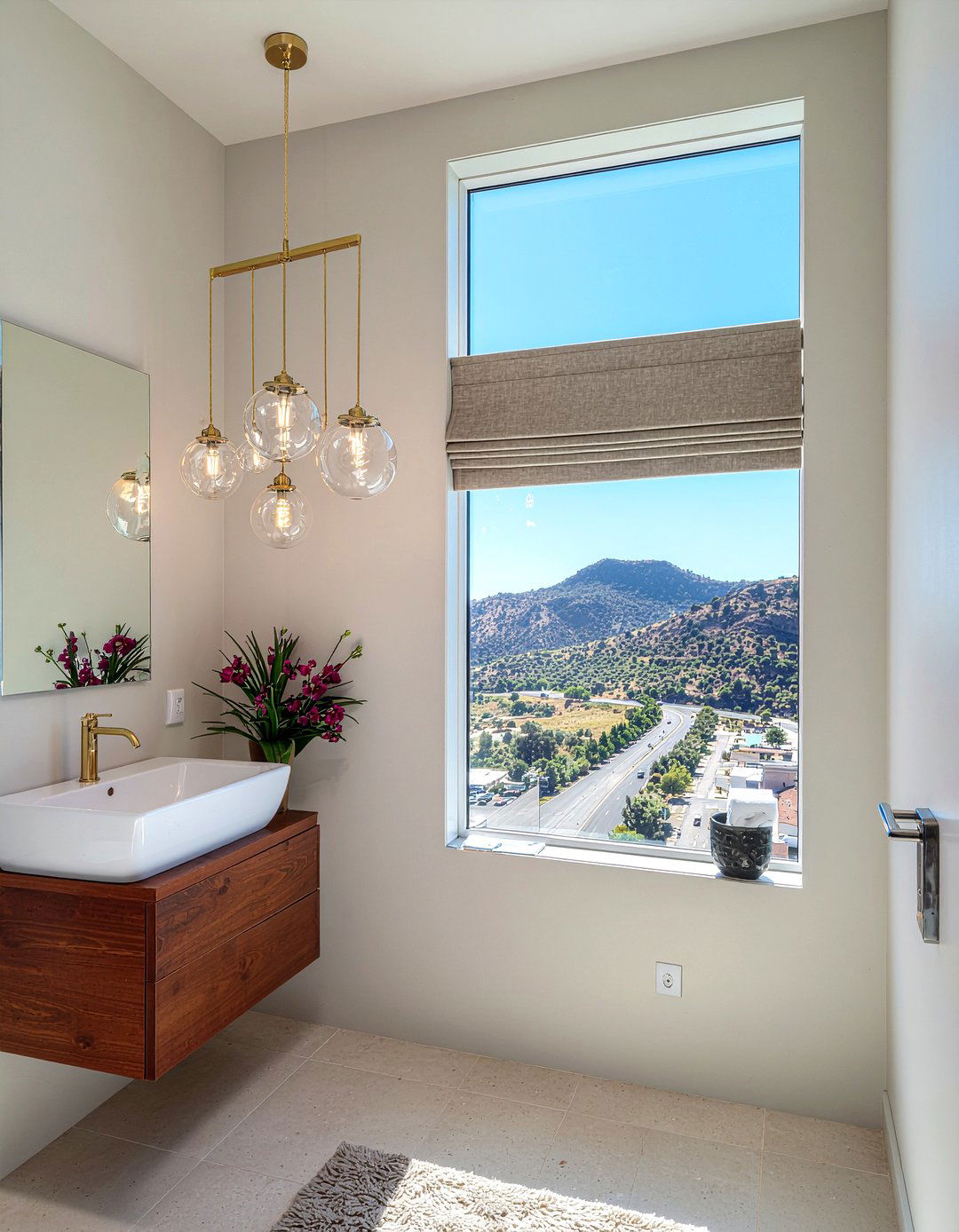 Glass globe bathroom chandelier - 30 bathroom chandelier ideas