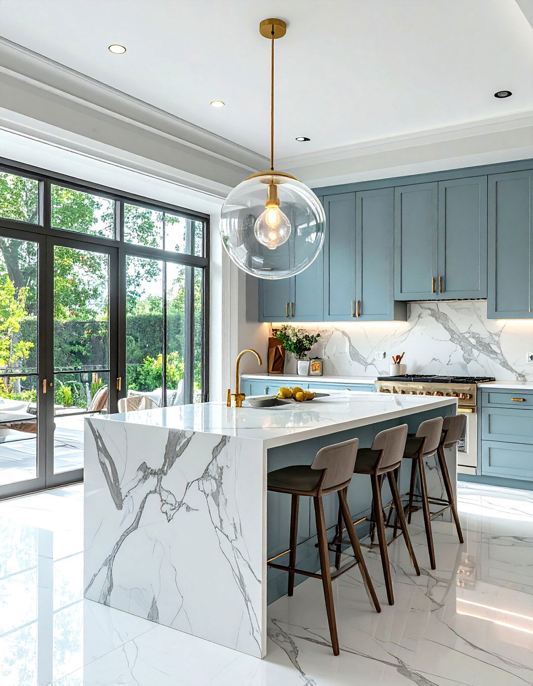 Glass globe pendant - 30 kitchen island pendant ideas