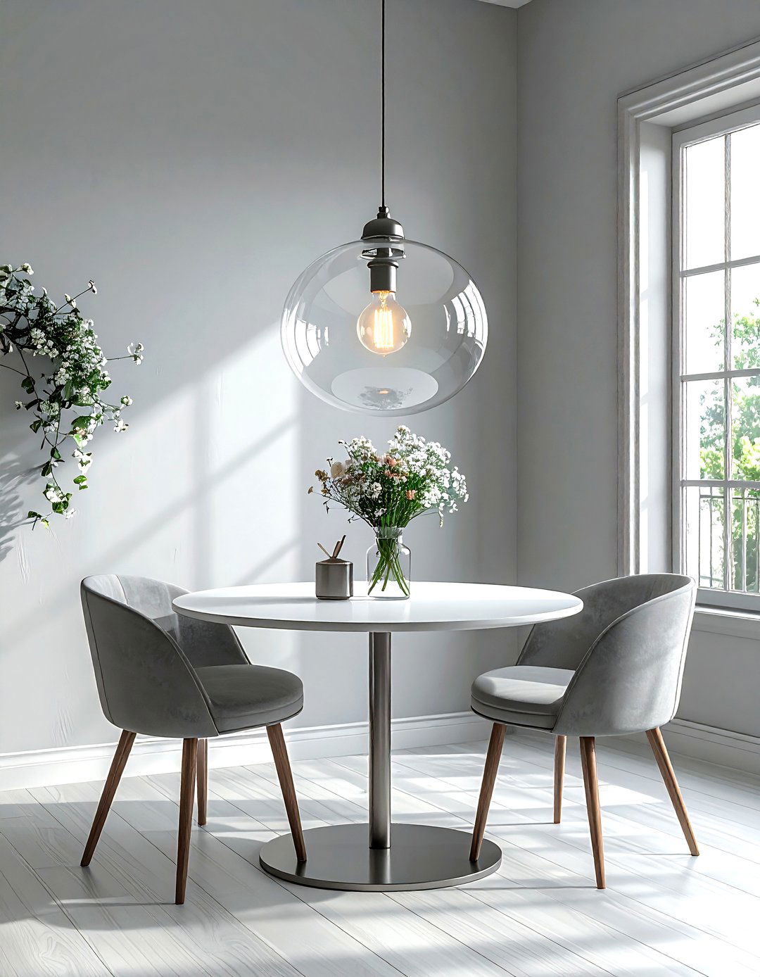 Glass globe pendant - 30 dining room lamp ideas