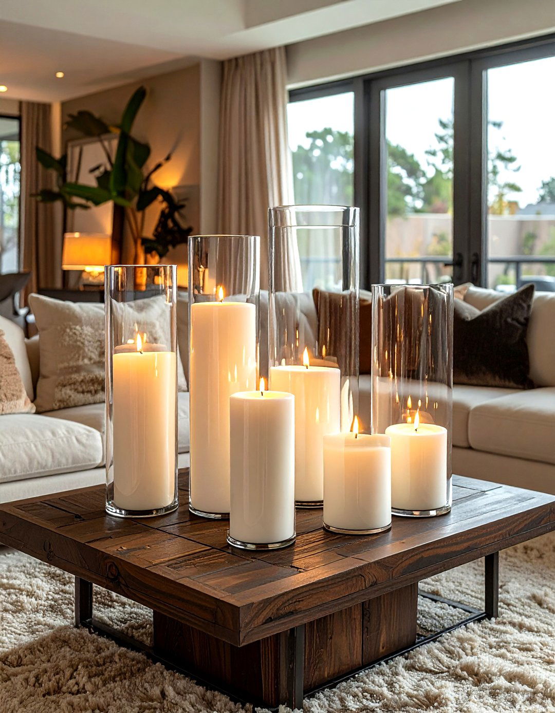 Glass hurricane candle jars - 30 candle arrangement ideas