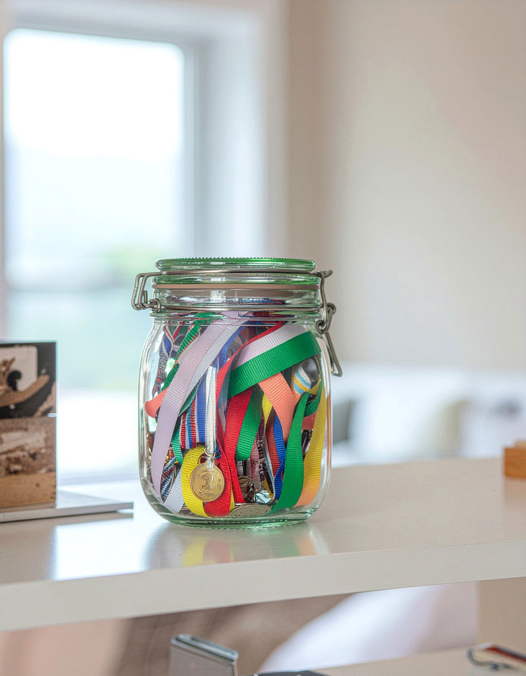 Glass jar medal storage - 30 bedroom medal display ideas