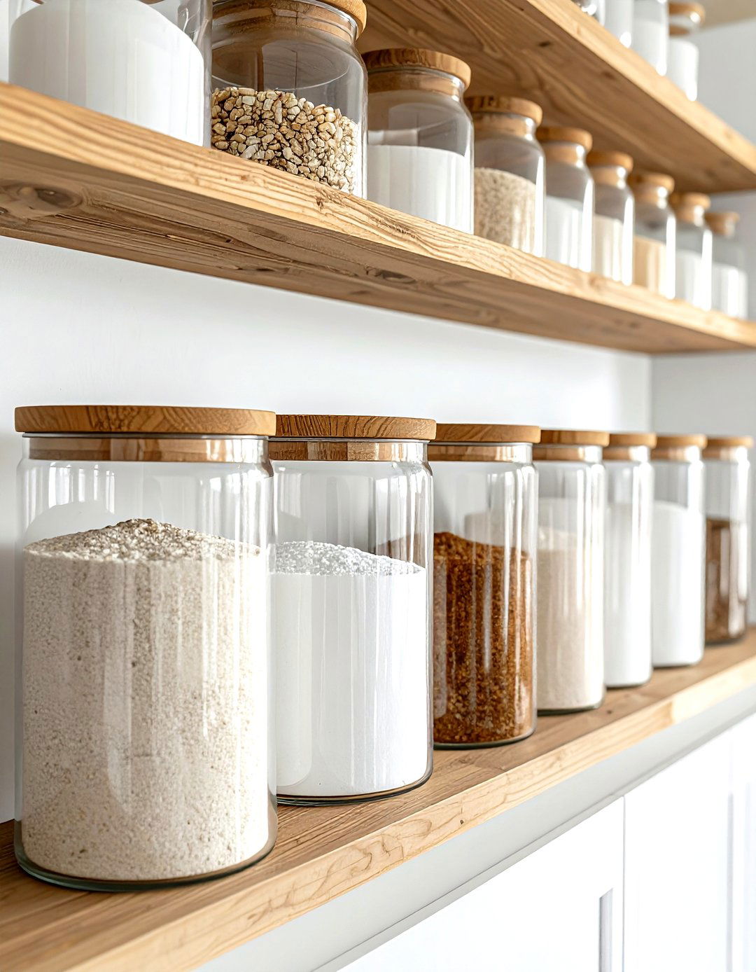 Glass jar pantry storage - 30 kitchen baking station ideas