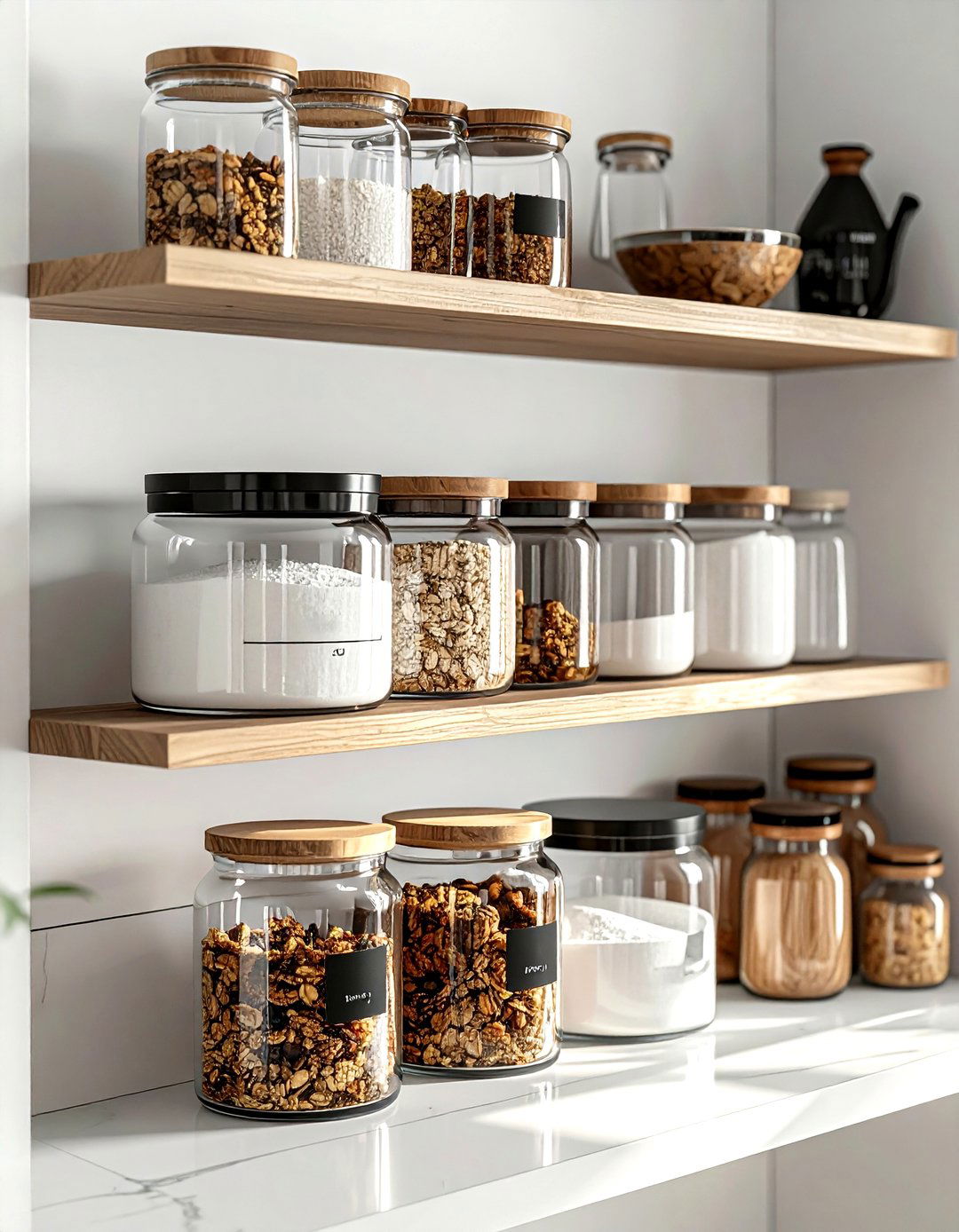Glass jar storage - 30 kitchen on a budget ideas