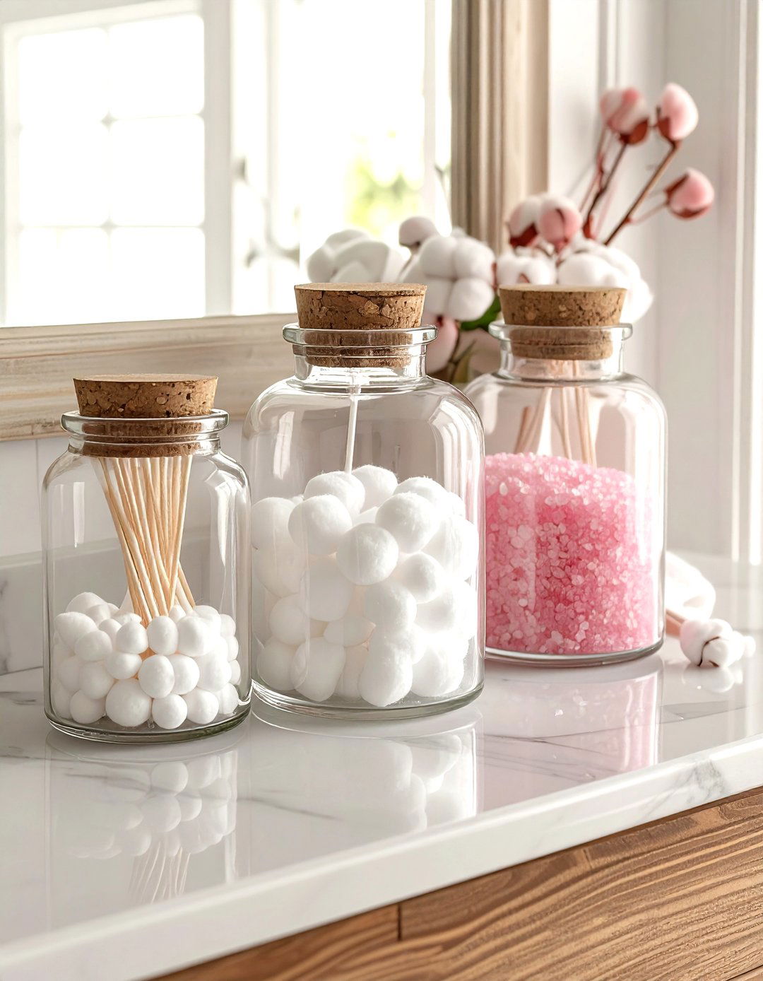 Glass jar vanity set - 30 bathroom storage solutions