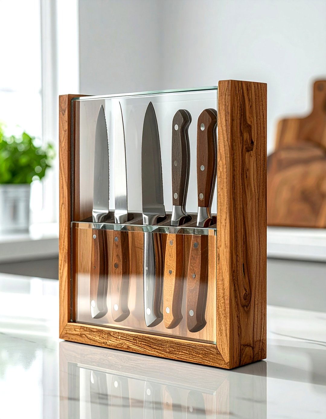 Glass knife block holder - 30 knife block kitchen ideas