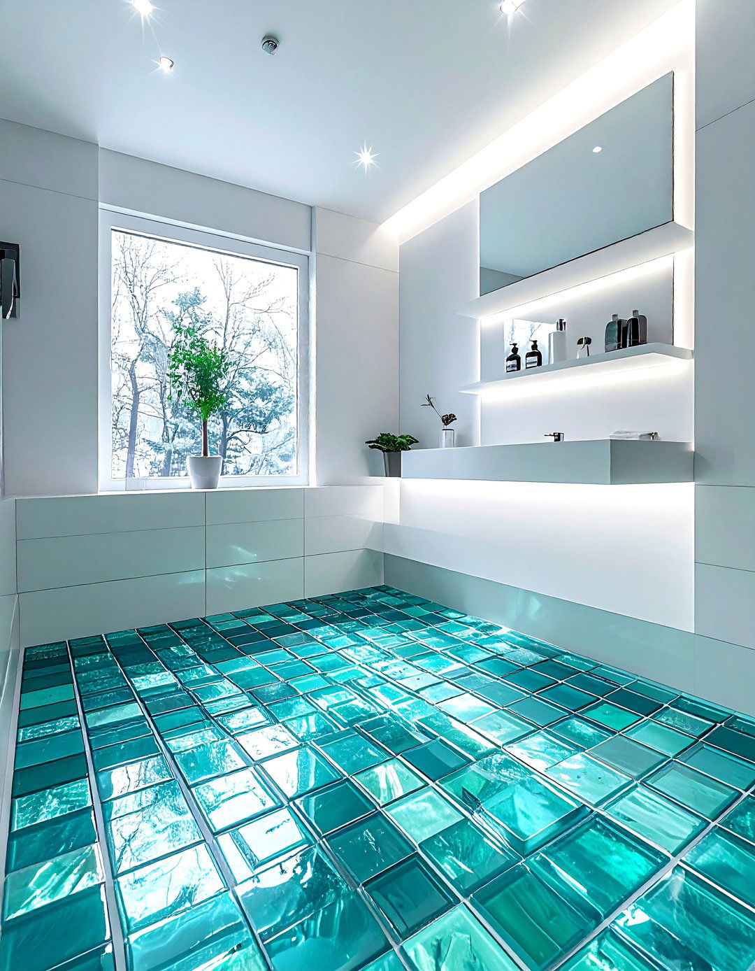 Glass mosaic tile - 30 non-slip bathroom floor ideas