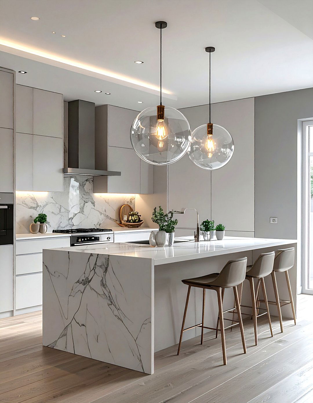 Glass orb pendant - 30 kitchen accent lighting ideas