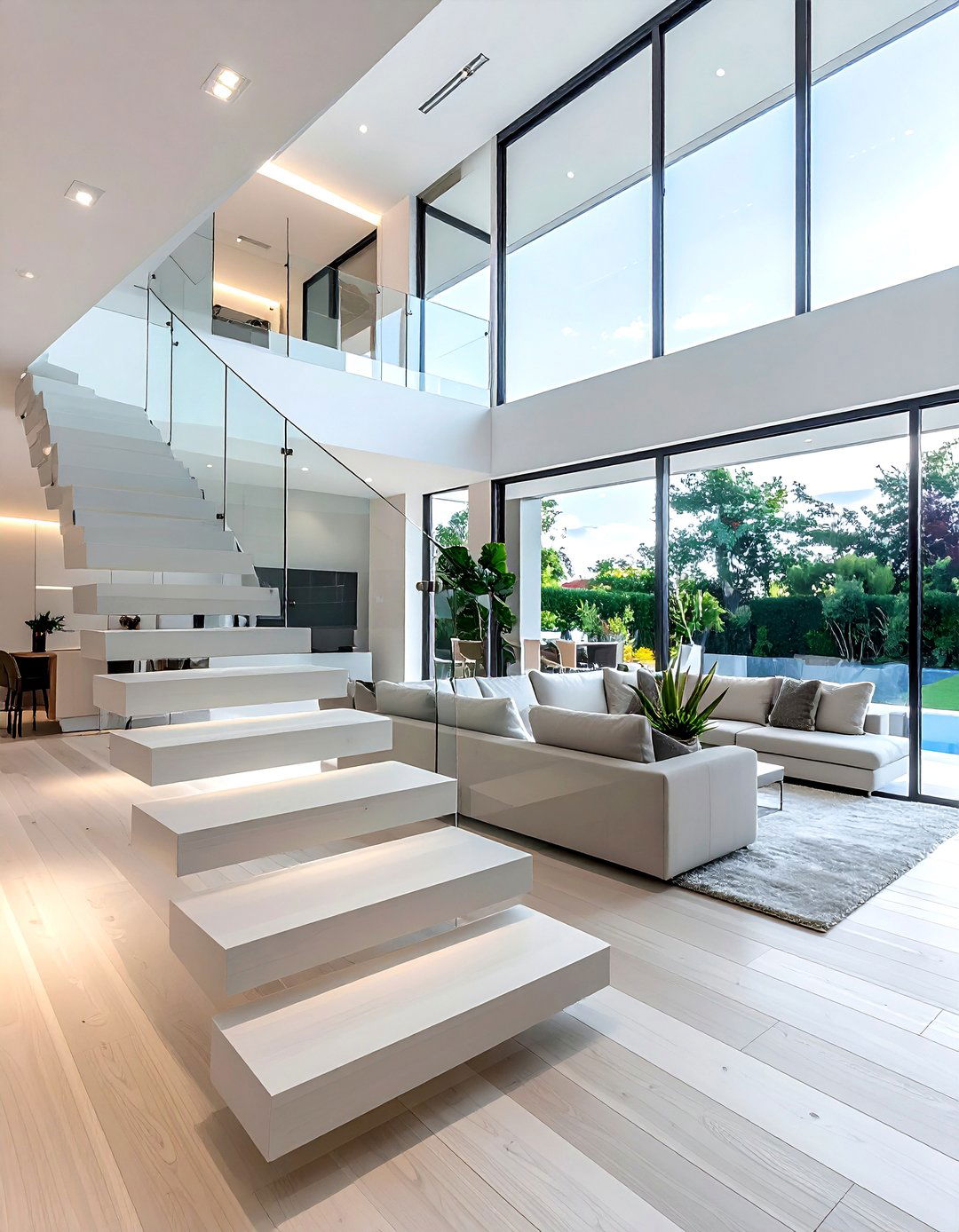 Glass panel railing - 30 stair railing ideas