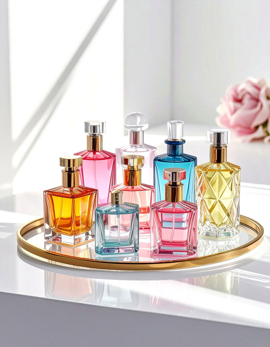 Glass perfume tray - 30 vanity tray ideas
