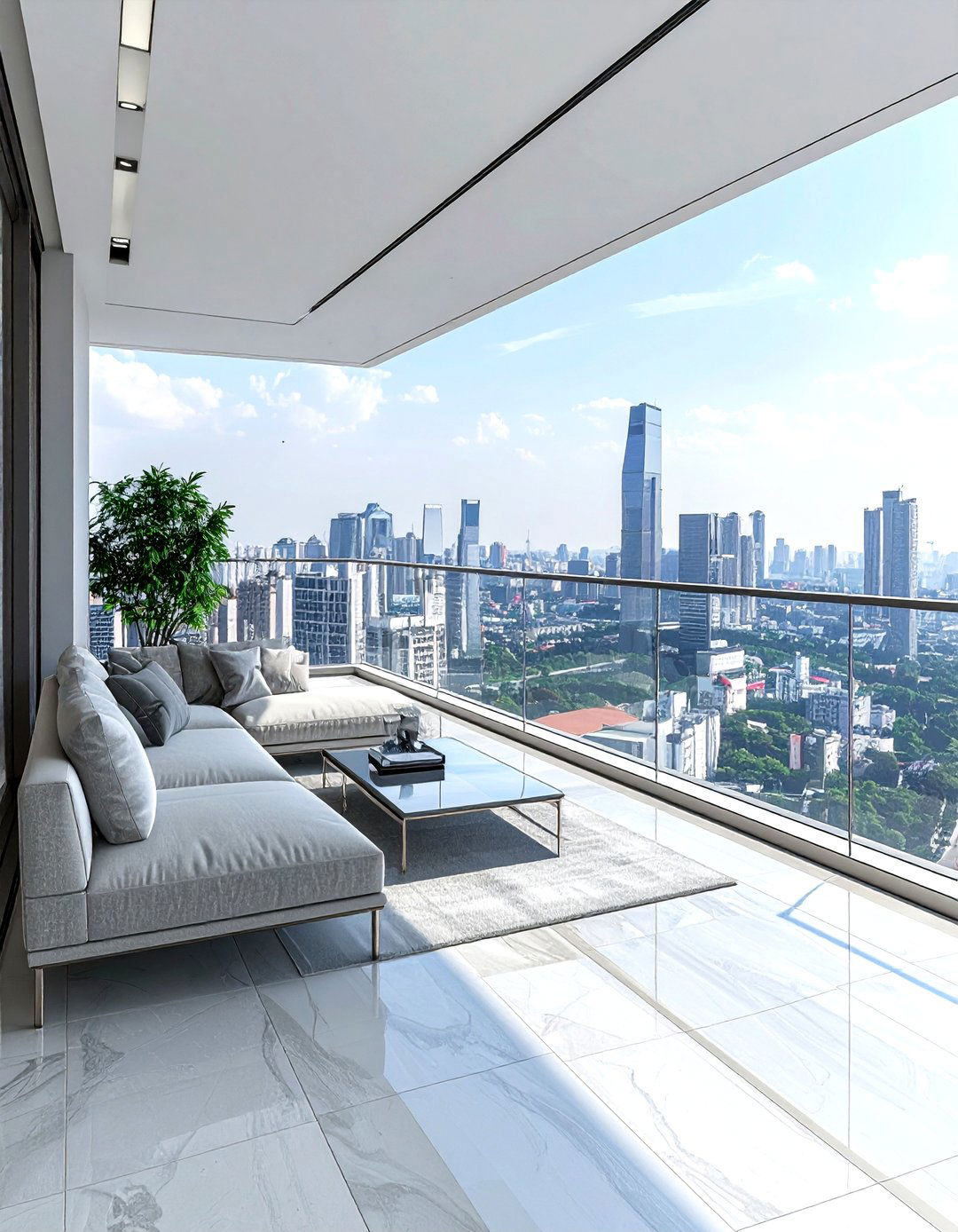 Glass railing living room balcony - 30 living room with balcony ideas