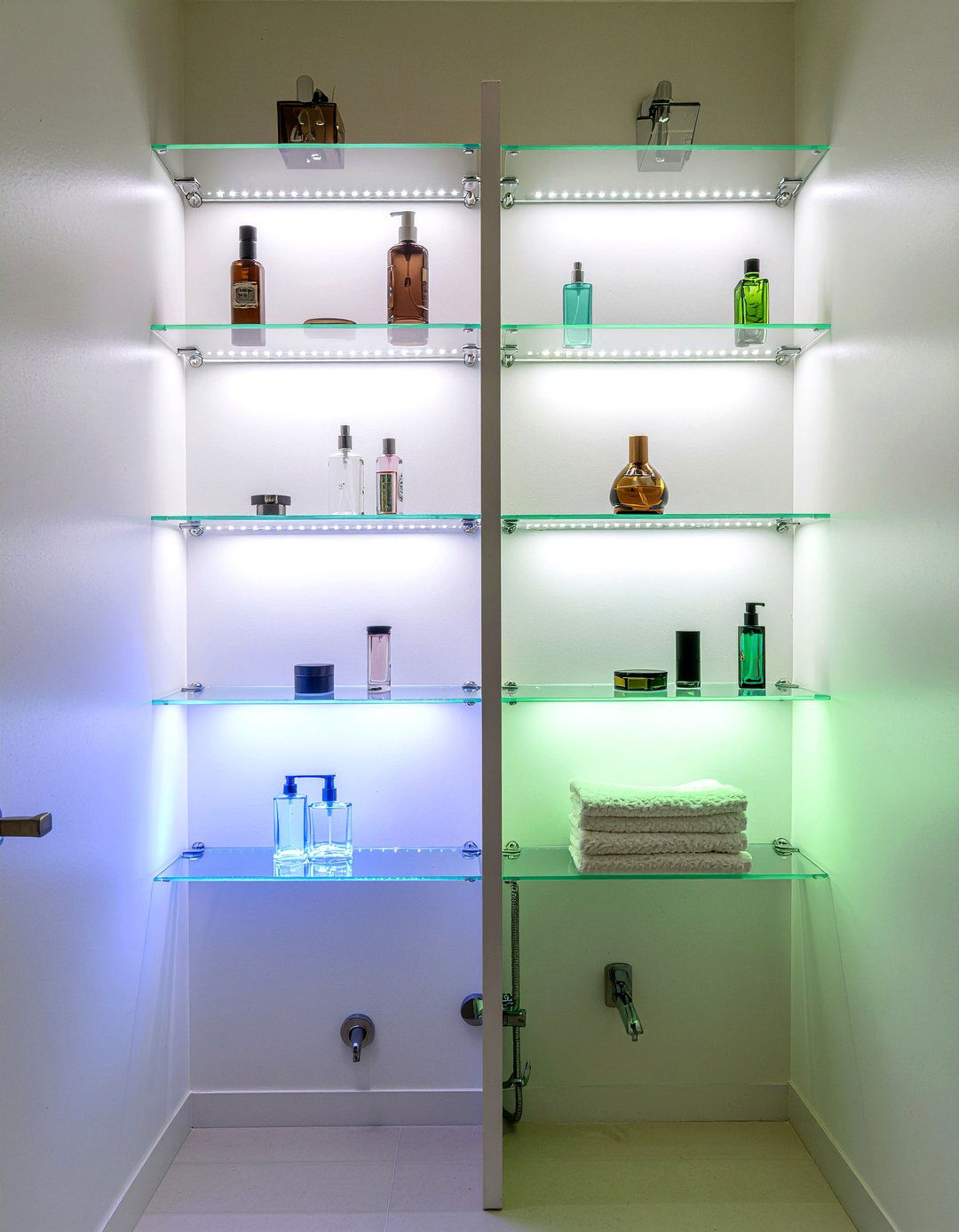 Glass shelf lighting - 30 LED bathroom lighting ideas