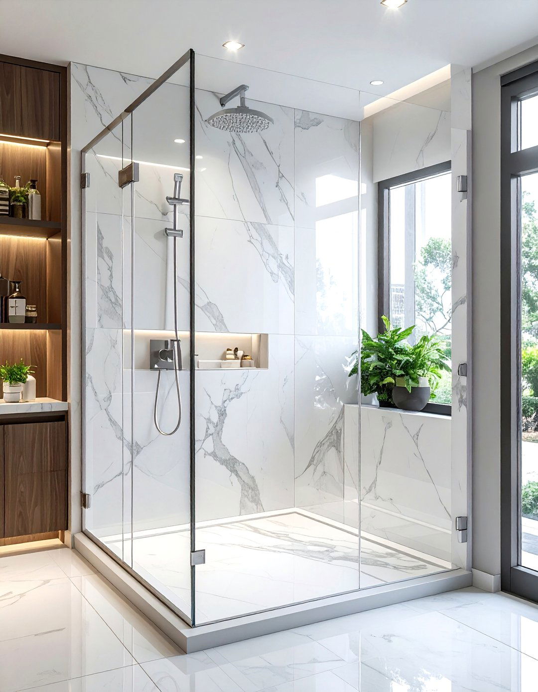 Glass shower door - 30 bathroom space-saving ideas