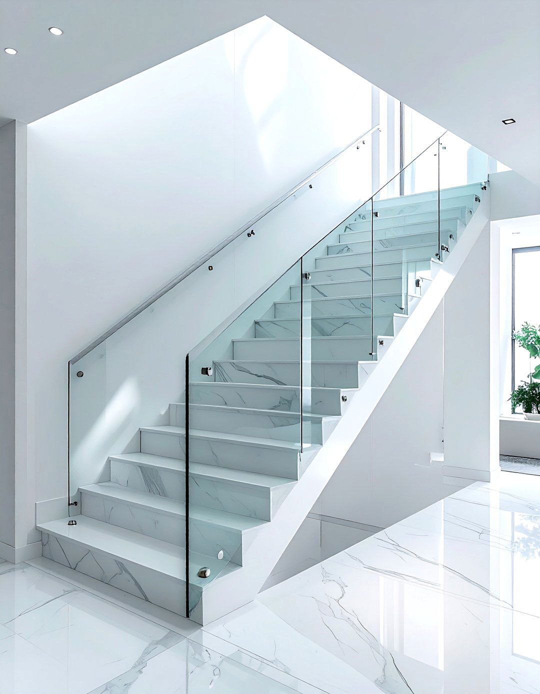 Glass staircase railing - 30 stairway decor ideas