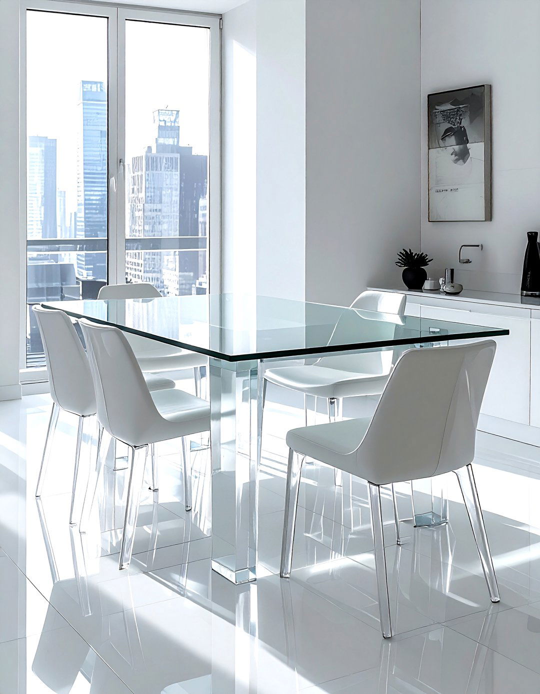 Glass table with acrylic legs - 30 glass dining table ideas