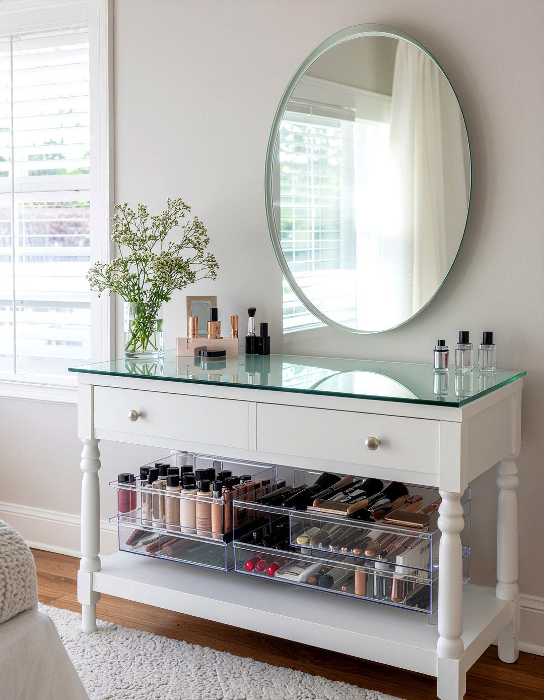 Glass top makeup vanity - 30 bedroom makeup vanities