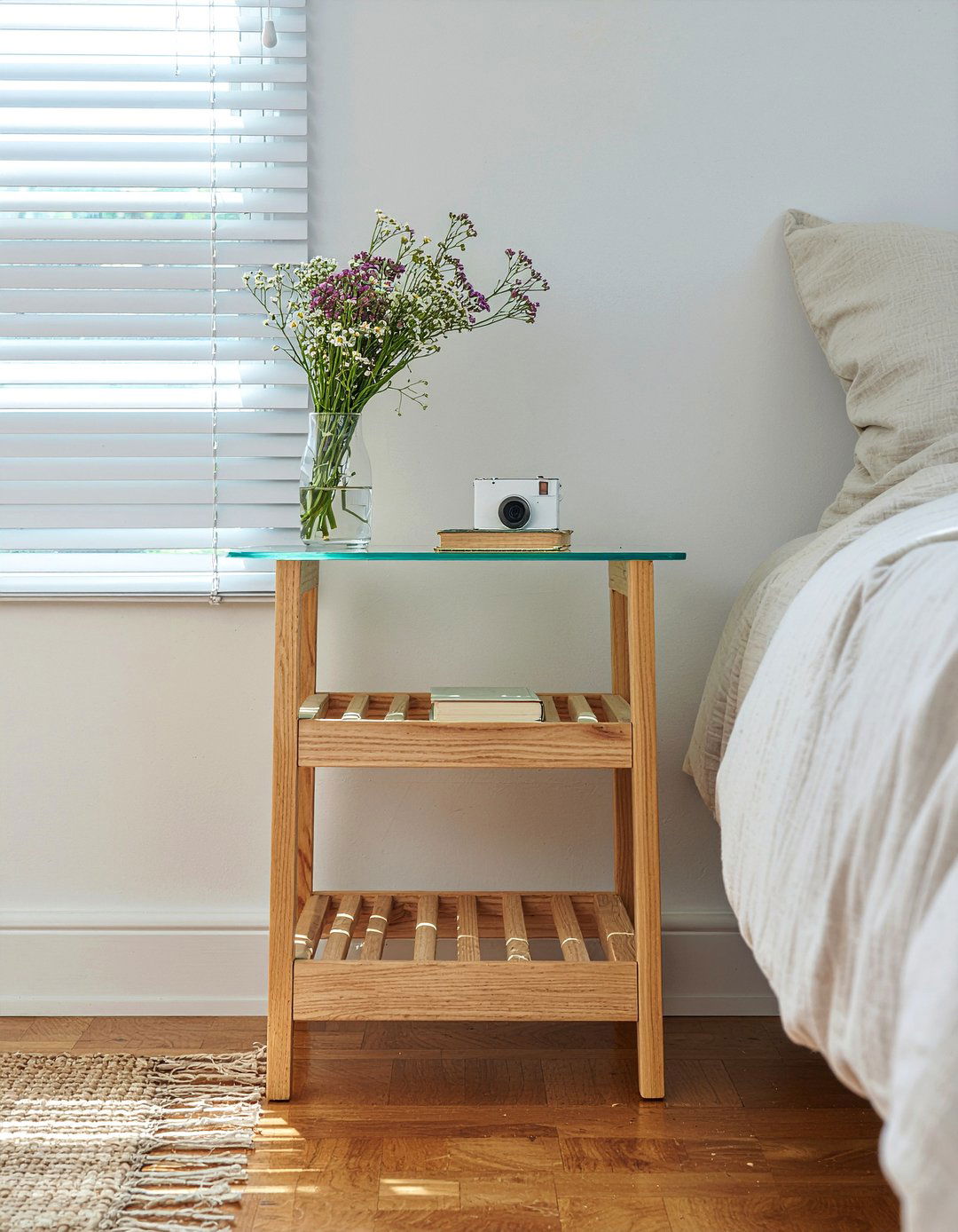 Glass top nightstand - 30 bedroom nightstands