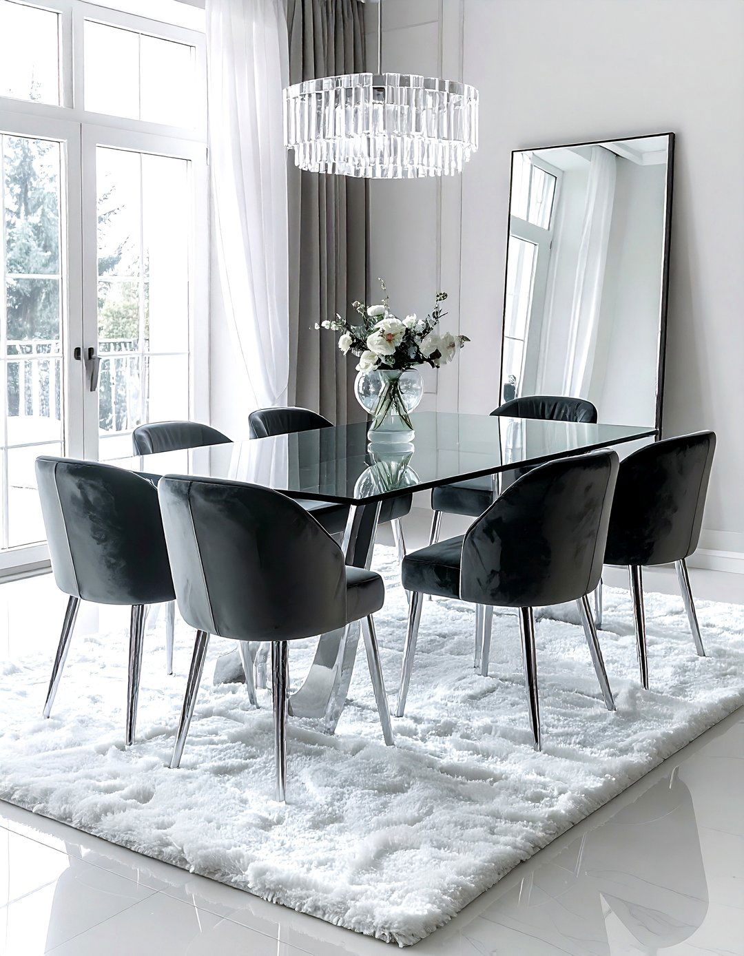 Glass top table - 30 golden hour dining room ideas