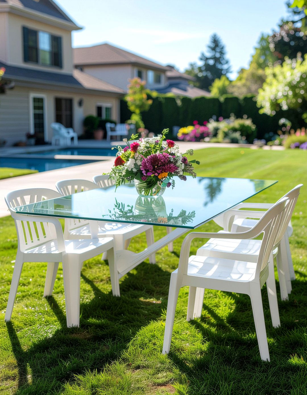 Glass topped outdoor table - 30 garden dining ideas