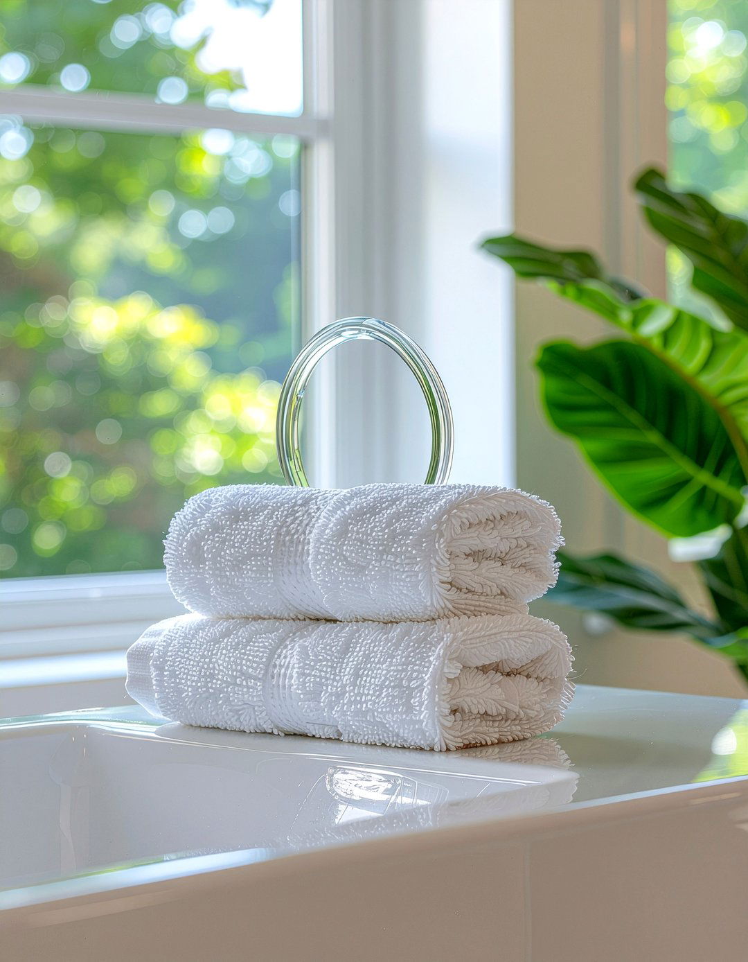 Glass towel ring - 30 bathroom towel ring ideas