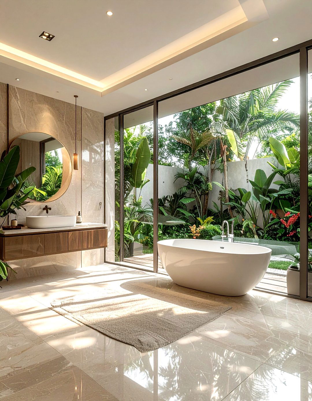 Glass wall bathroom - 30 tropical bathroom ideas