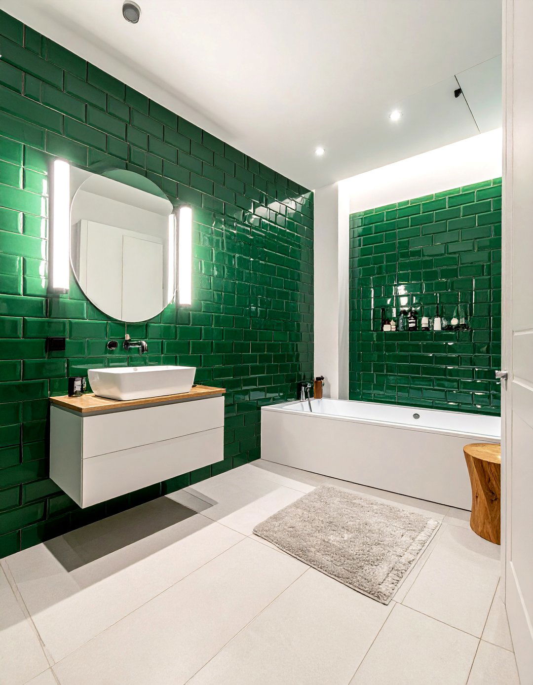 Glazed brick bathroom wall - 30 brick accent wall bathroom ideas