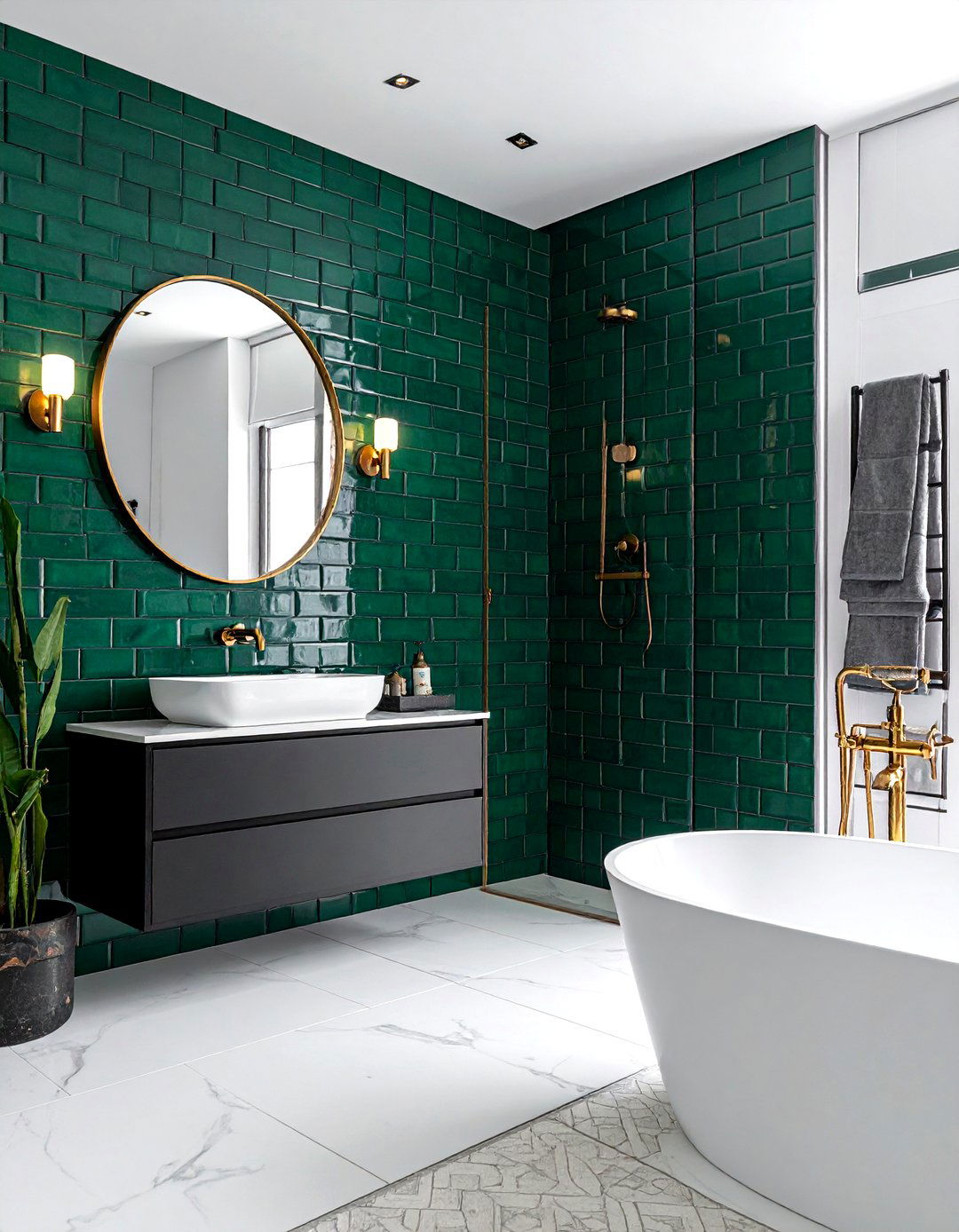 Glazed brick tile - 30 brick bathroom ideas