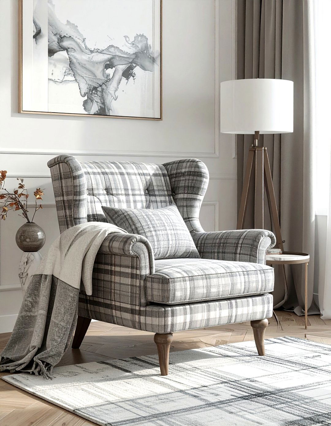 Glen plaid upholstery chair - 30 plaid decor ideas
