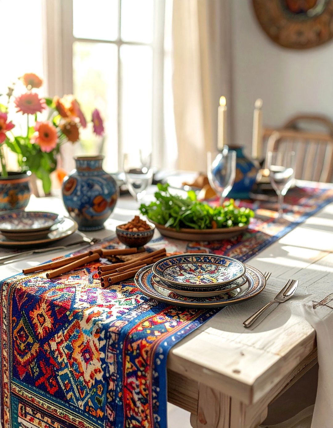 Global inspired Passover table - 30 Passover dining room ideas