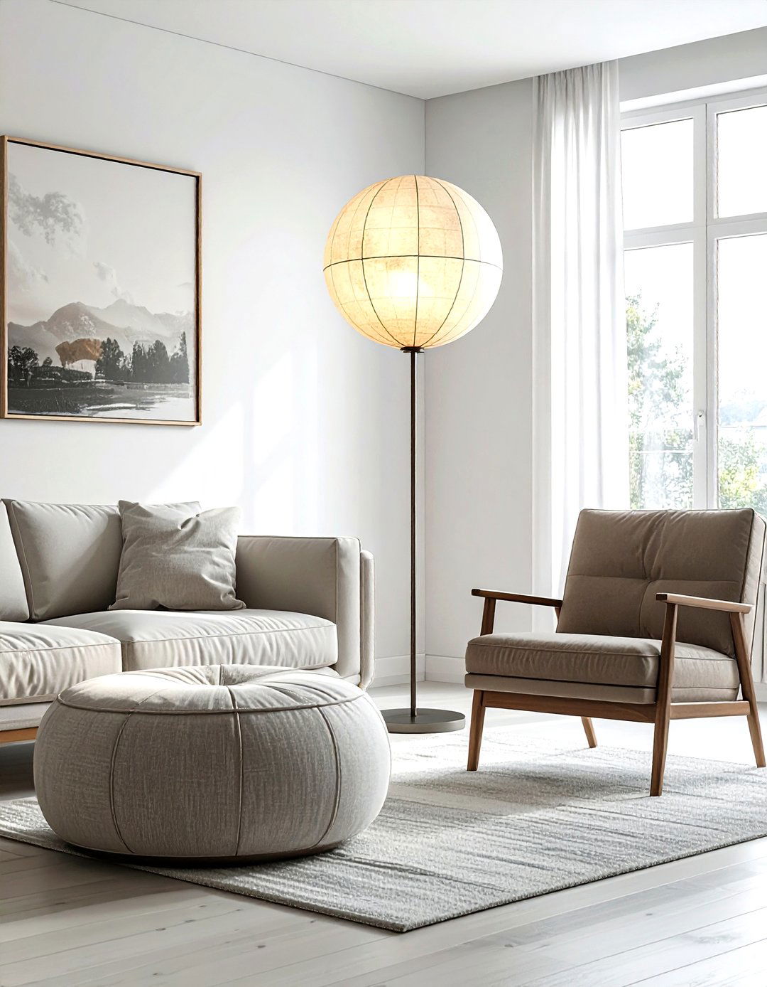 Globe Floor Lamp - 30 living room ambient lighting ideas