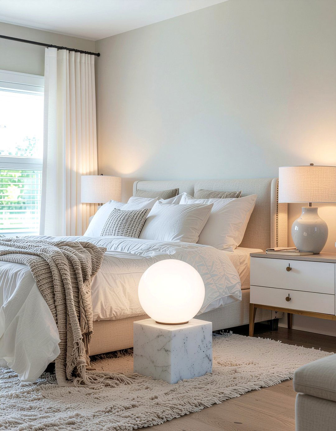 Globe Glass Table Lamp - 30 bedroom lighting ideas