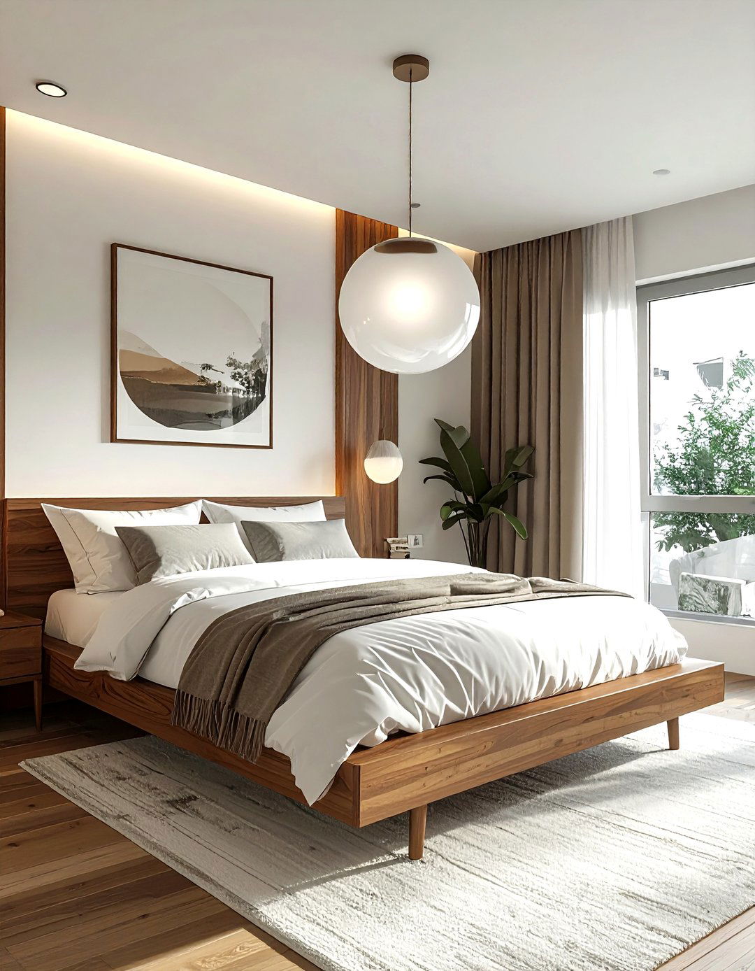 Globe Pendant Light - 30 mid-century modern bedroom ideas
