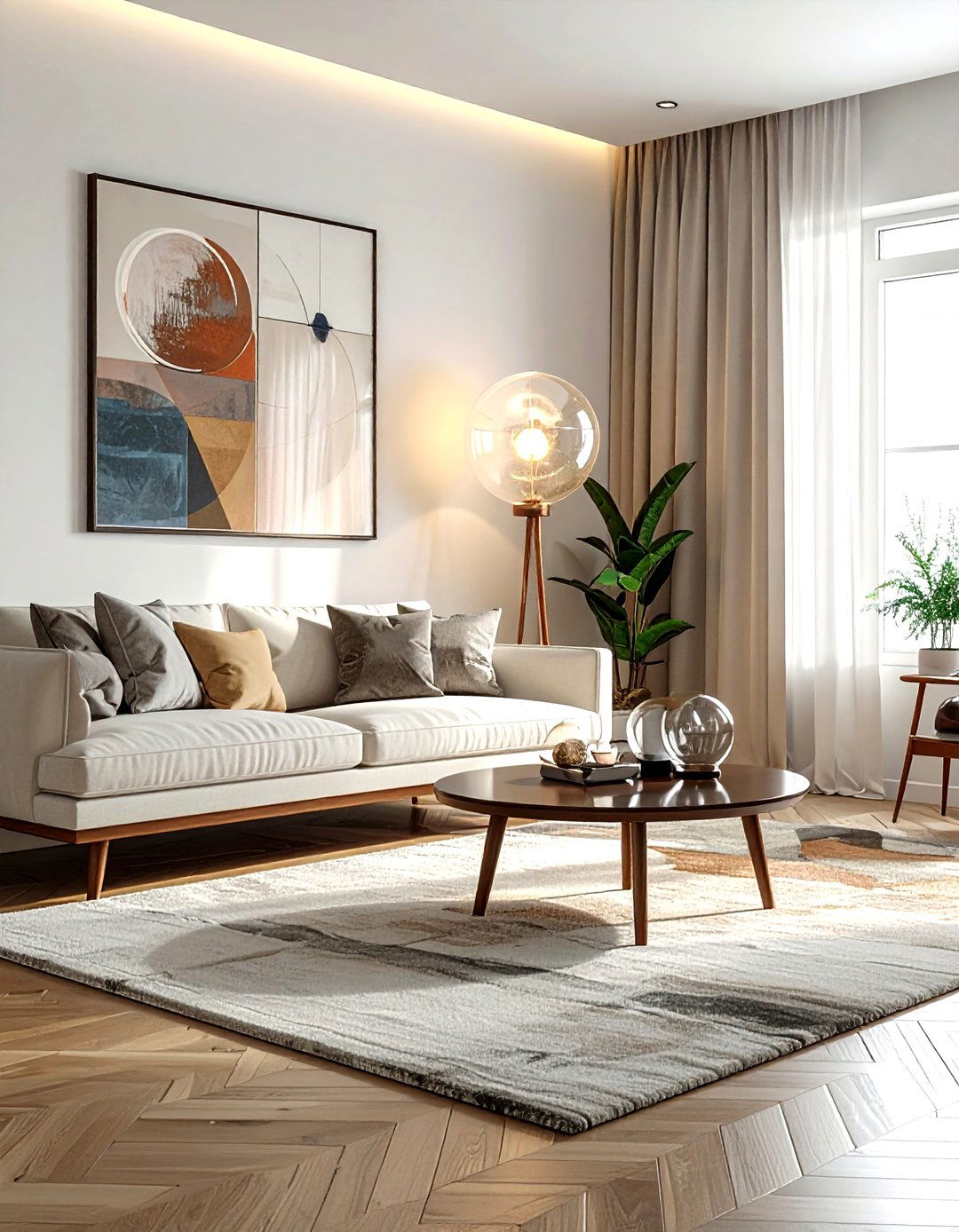 Globe Table Lamp - 30 living room layered lighting ideas