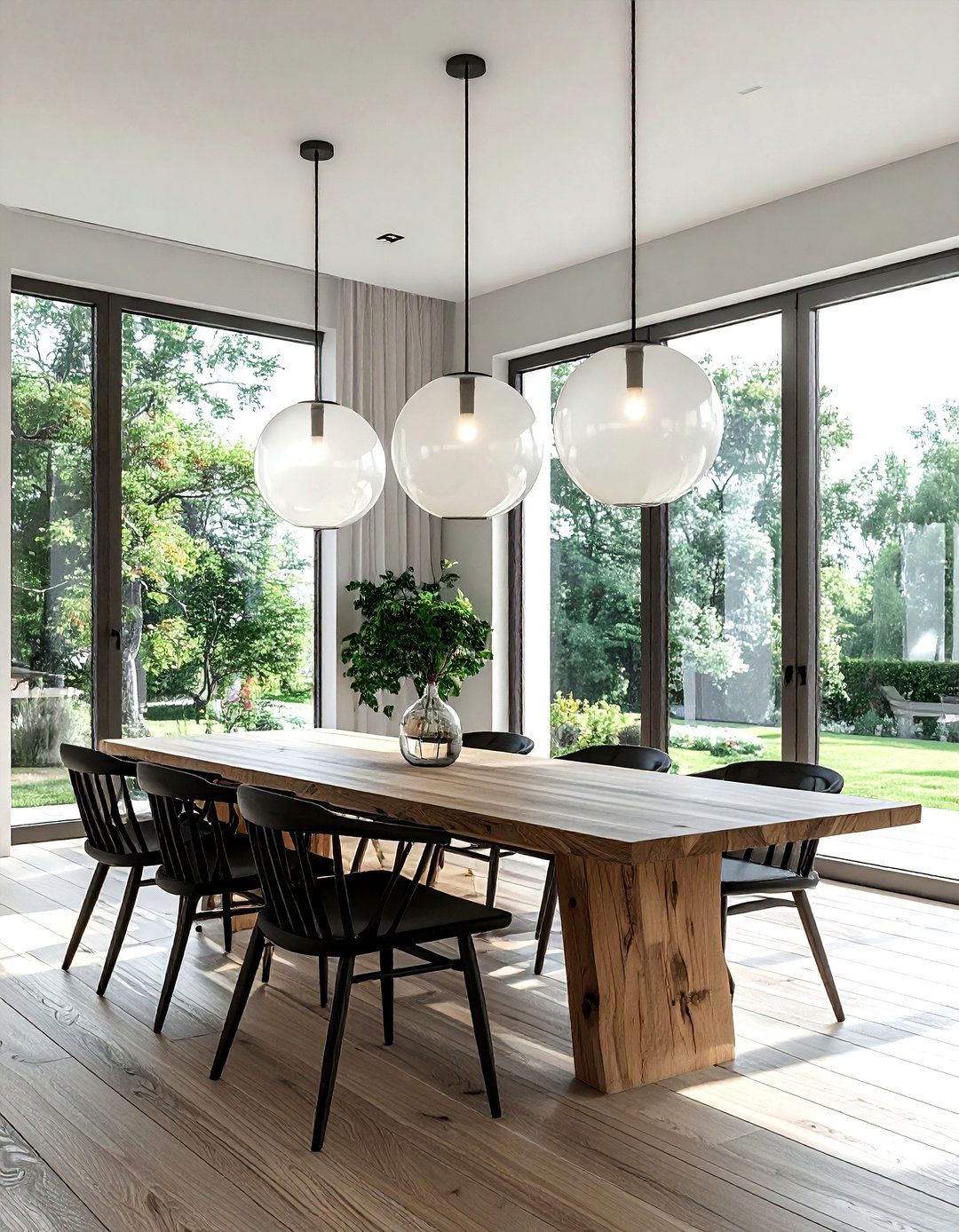 Globe pendant lighting - 30 dining room layered lighting ideas
