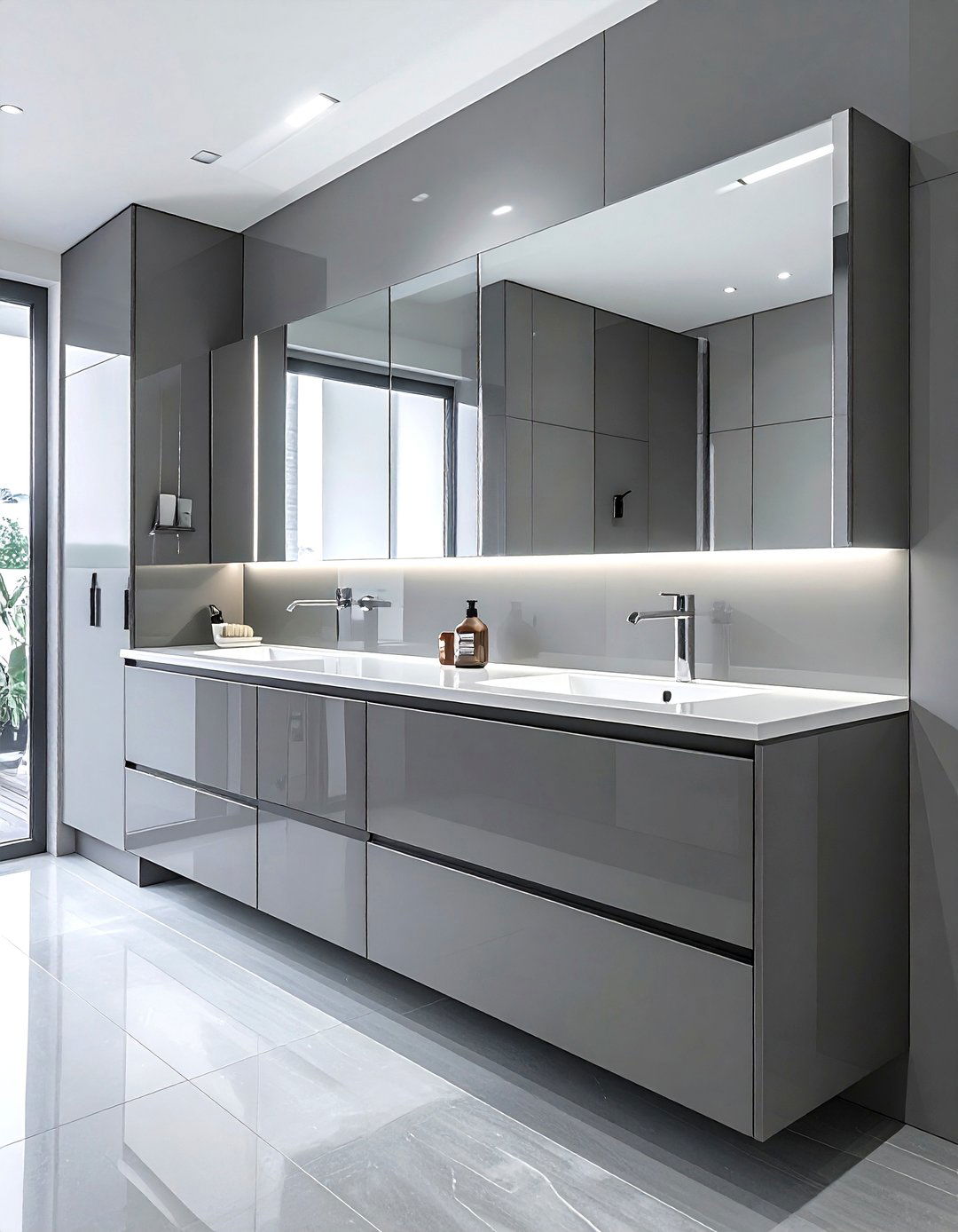 Gloss Grey Bathroom Storage Set - 30 grey bathroom furniture ideas